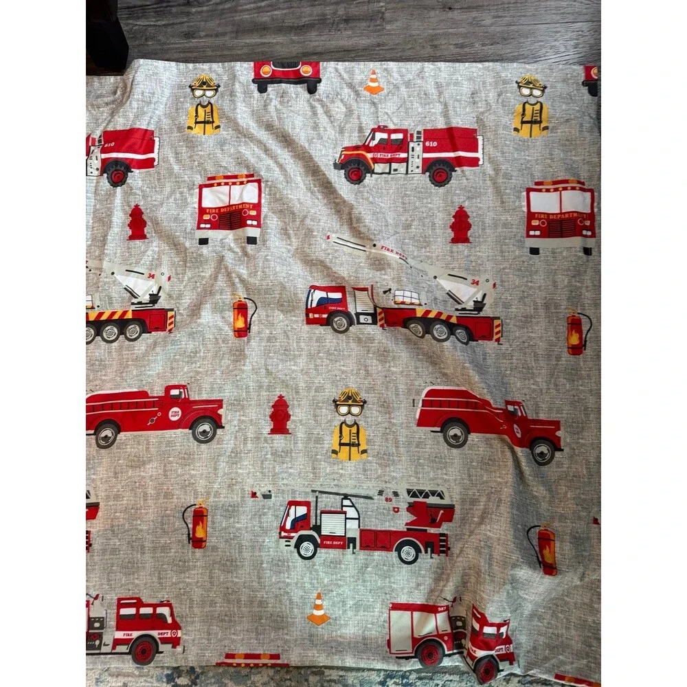 Make A Wish Fire Truck Window Curtain Panels 84-inches in L Set of 2 - used